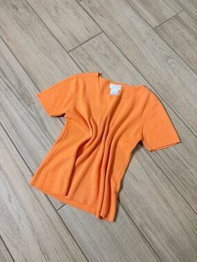 VTG Designers Originals Orange 100% Cotton Knit Short Sleeve Sweater Top S